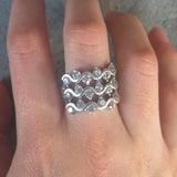 Statement Diamond Ring - Wavy Lines Ring - Chunky Vintage Ring