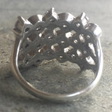 Statement Diamond Ring - Wavy Lines Ring - Chunky Vintage Ring