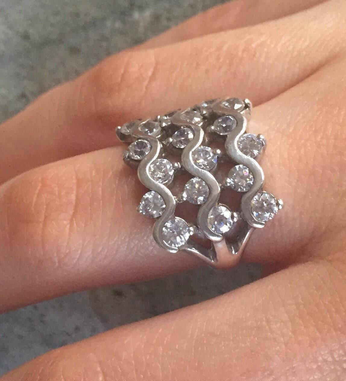 Diamonds Ring, CZ Diamonds, Bezel Ring, Vintage Diamond Ring, Bridal Ring, Leaf Ring, Thorn Ring, Wide Ring, Solid Silver Ring, Pure Silver