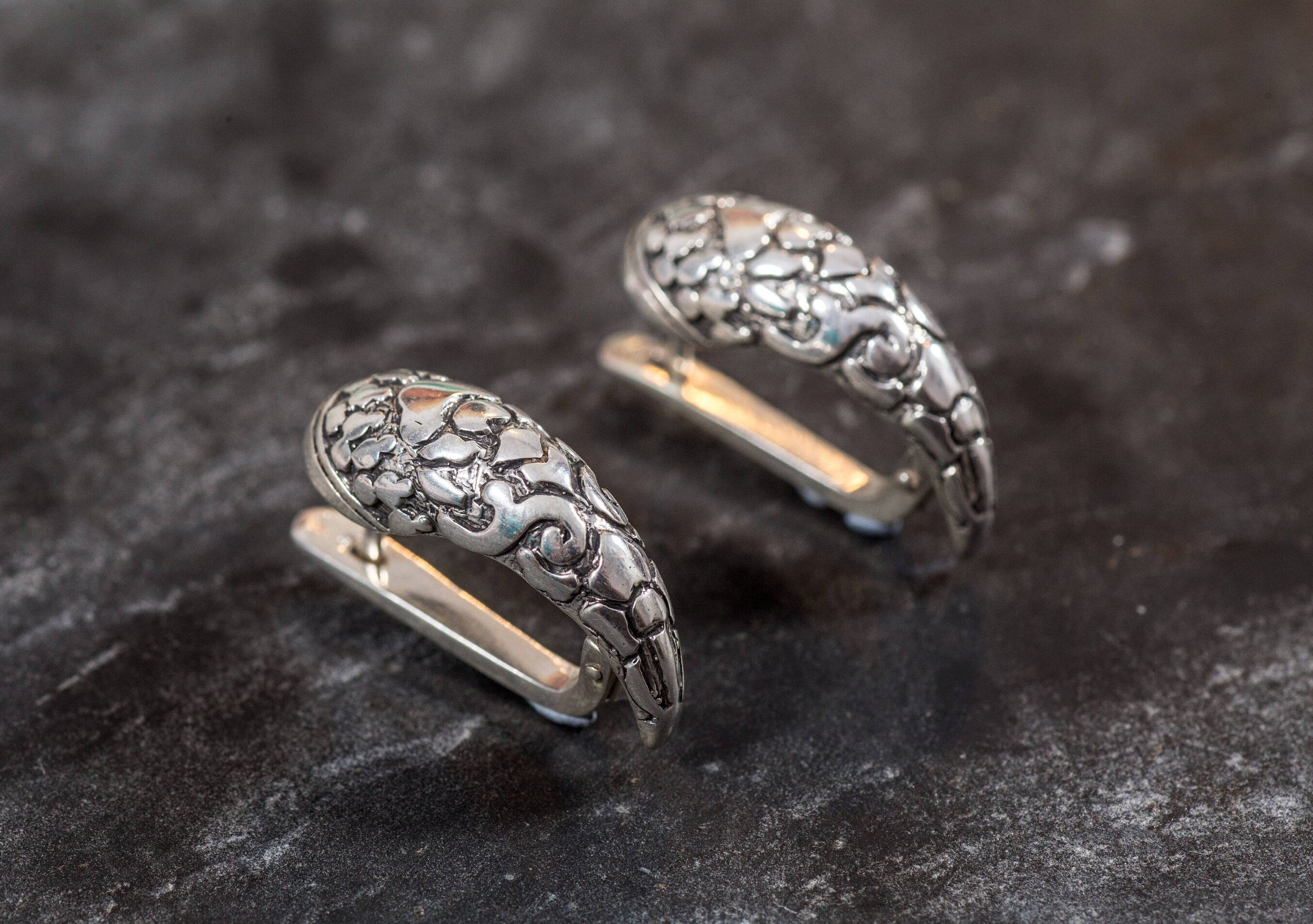 Silver Claw Earrings, Long Silver Studs, Statement Earrings, Unique Earrings, Large Stud Earrings, Artisan Earrings, 925 Silver Earrings