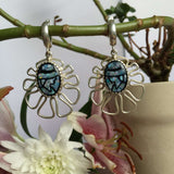 Mosaic Earrings - Blue Chandelier Earrings - Large Flower Earrings