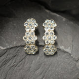 Genuine Topaz Earrings - Blue Floral Earrings - Long Blue Huggies