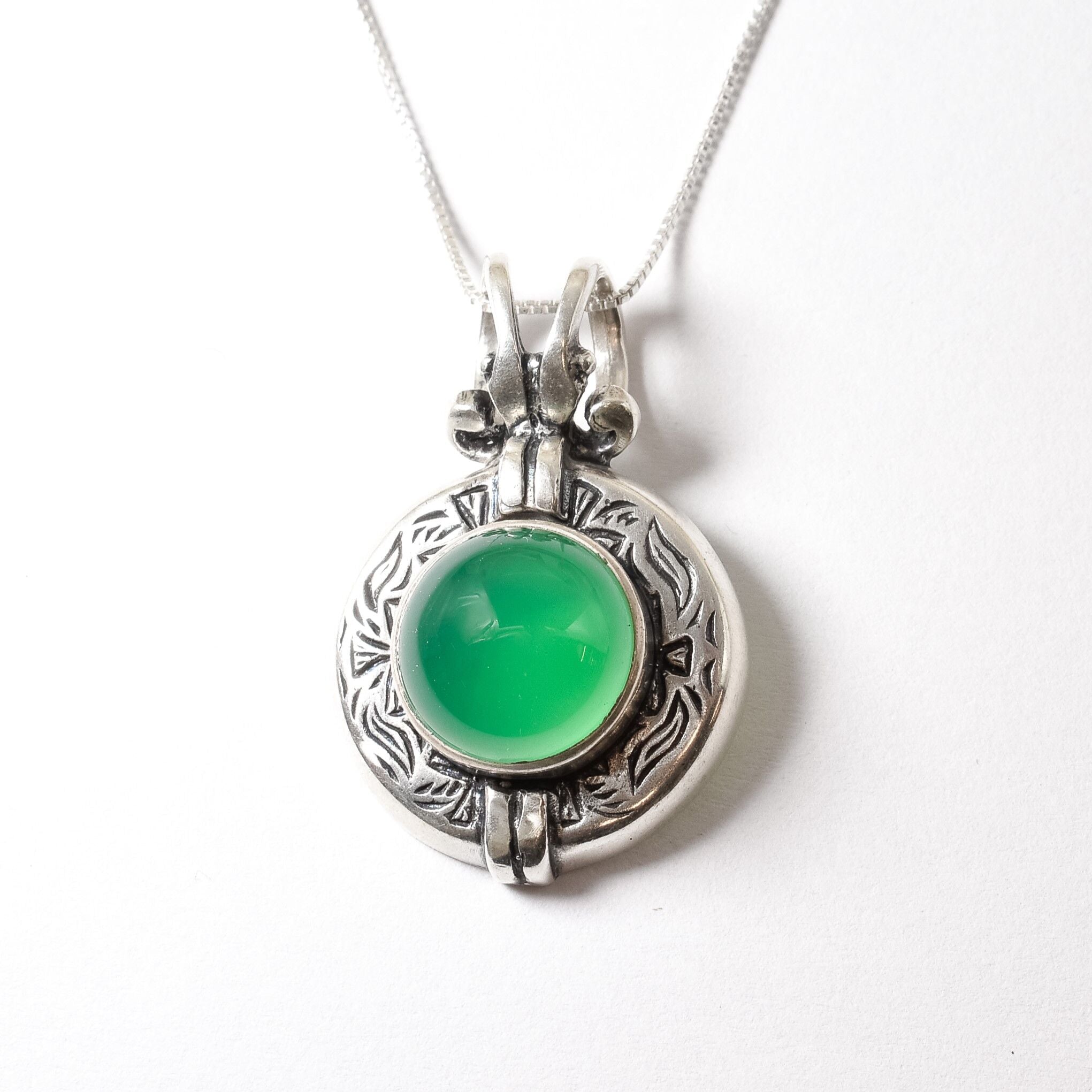Created Emerald Pendant made in 925 Sterling Silver with Round Created Green Emerald in Bezel setting, May Birthstone gift idea, symbolizes, ideal for everyday wear and perfect for birthday gifting and special occasions.