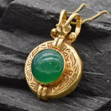 Created Emerald Pendant made in 18k Gold Vermeil with Round Created Green Emerald in Bezel setting, May Birthstone gift idea, symbolizes, ideal for everyday wear and perfect for birthday gifting and special occasions.
