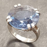 Aquamarine Ring, Created Aquamarine, Blue Vintage Ring, Blue Diamond Ring, Vintage Rings, Blue Ring, Solid Silver Ring, Large Aquamarine (690569583)