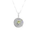 Gold Peridot Spiral Necklace- Gold Coin Peridot Pendant - August Birthstone Necklace Gift