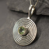 Peridot Necklace - Round Green Pendant - Real Peridot Necklace