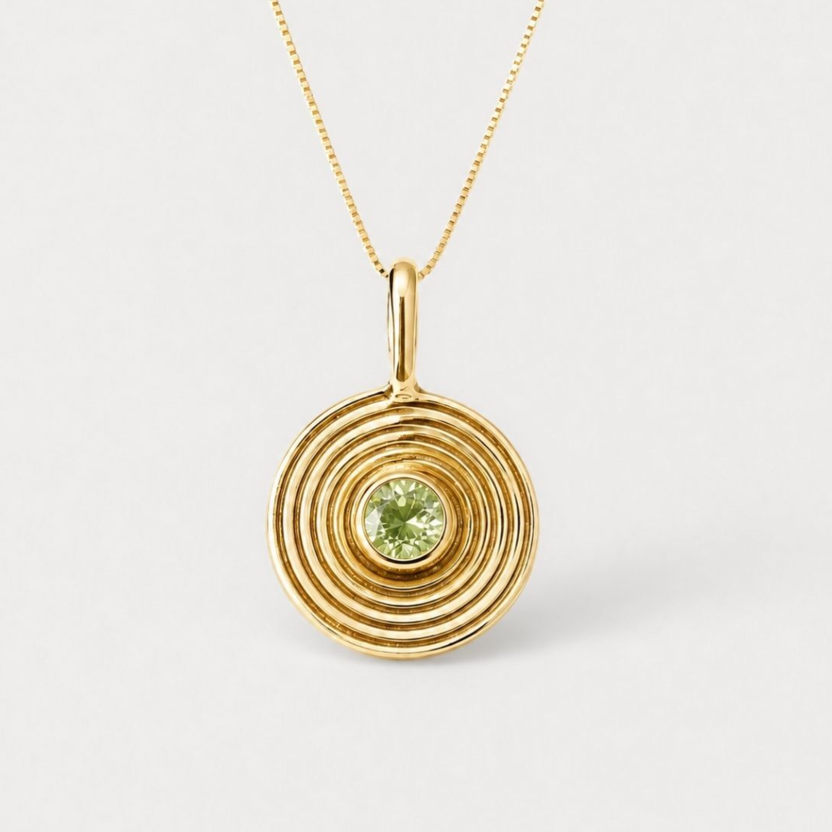 Natural Peridot Pendant made in 18k Gold Vermeil with Natural green Peridot in Bezel setting, August Birthstone gift idea, symbolizes renewal and growth, ideal for everyday wear and perfect for birthday gifting and special occasions.