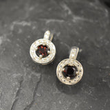 Gold Garnet Earrings - Natural Garnet Earrings, Red Cluster Earrings