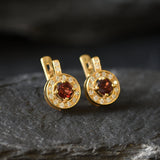 Genuine Garnet Earrings - Red Cluster Earrings - Vintage Drop Earrings