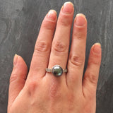 Black Pearl Ring - Natural Pearl Ring - June Birthstone Ring
