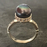 Black Pearl Ring - Natural Pearl Ring - June Birthstone Ring