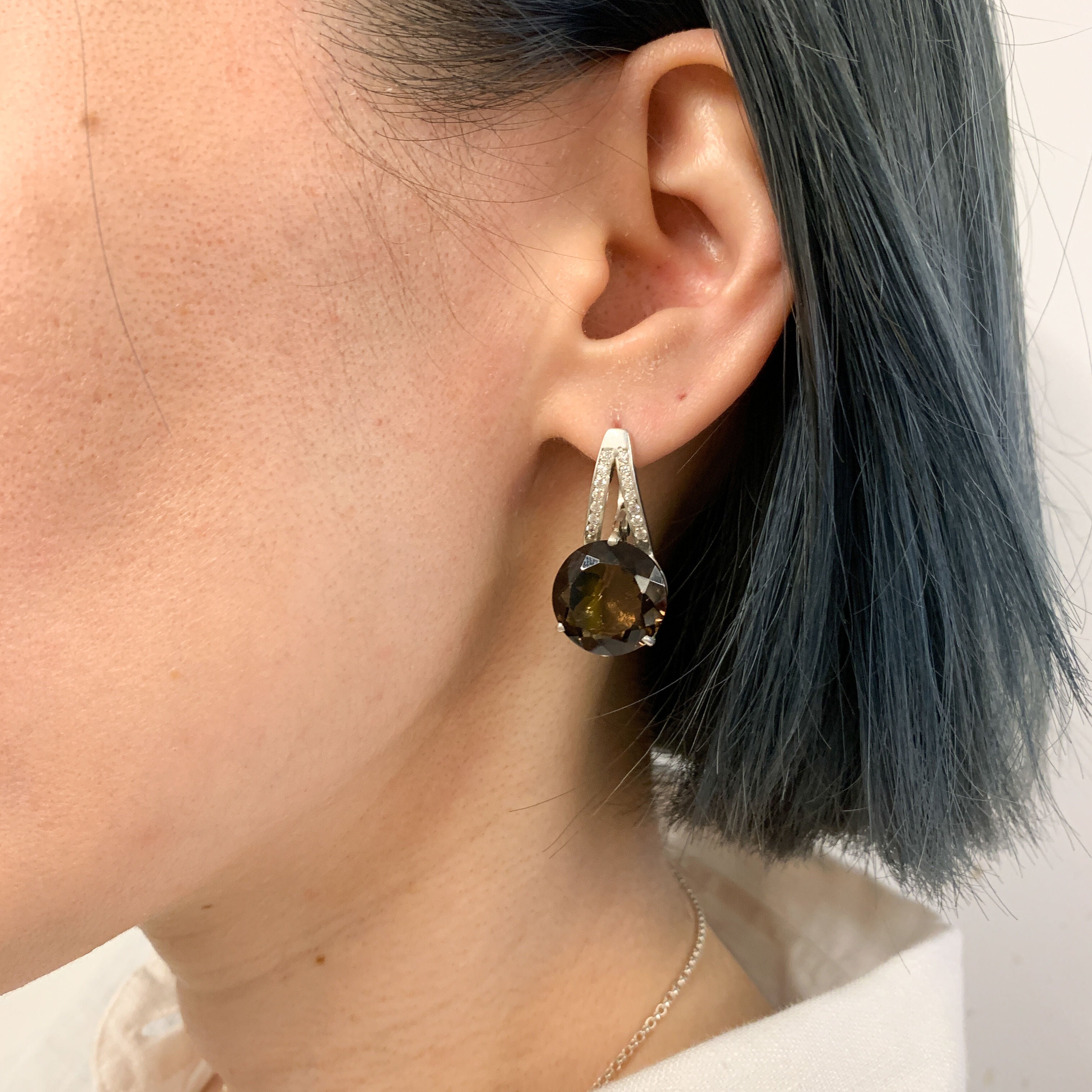 Smoky Topaz Earrings, Topaz Earrings, Natural Topaz, Scorpios Birthstone, Vintage Earrings, December Birthstone, Silver Earrings, Topaz (632322647)