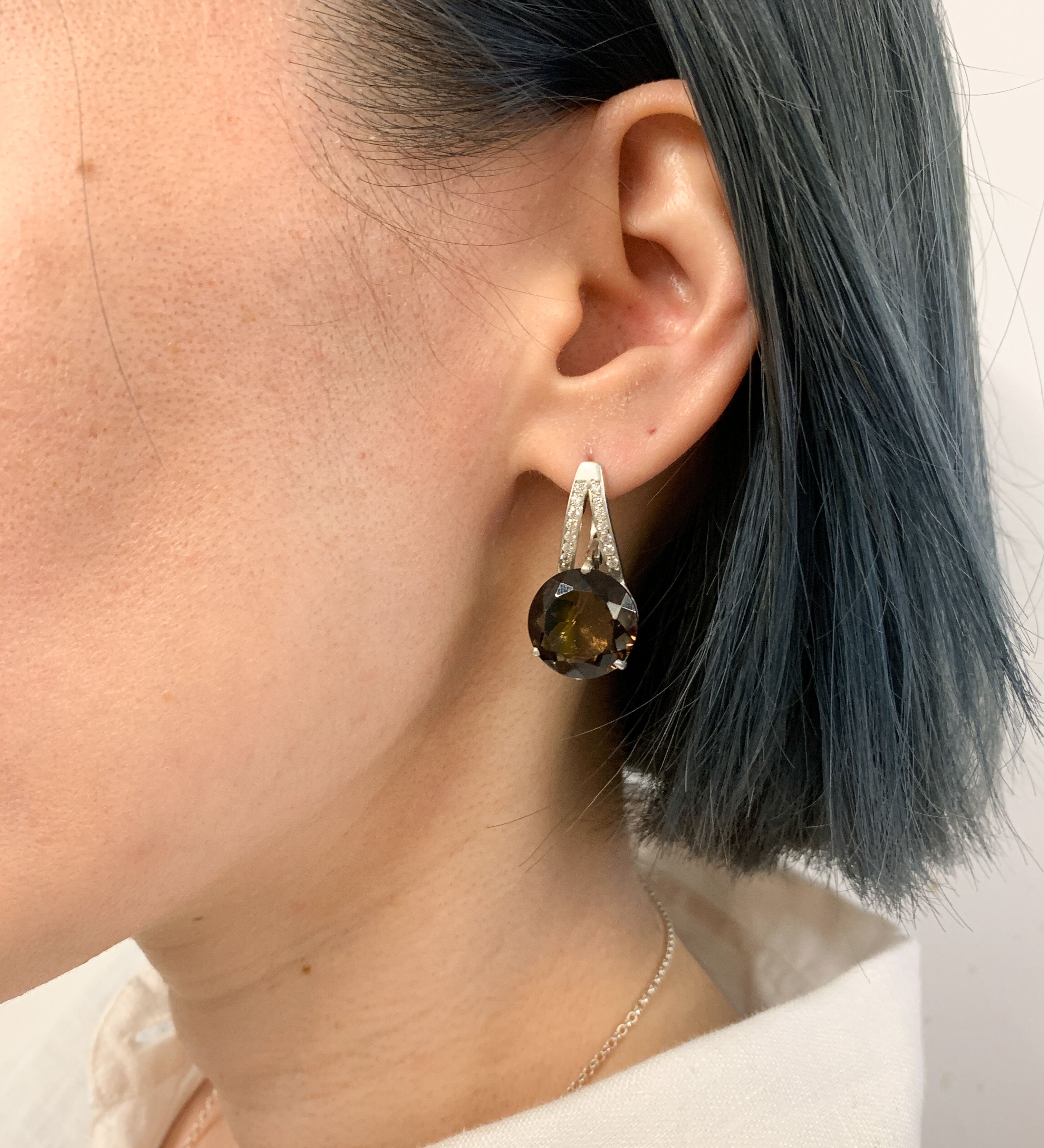 Smoky Topaz Earrings, Topaz Earrings, Natural Topaz, Scorpios Birthstone, Vintage Earrings, December Birthstone, Silver Earrings, Topaz (632322647)