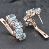 Natural Blue Topaz Earrings - Blue Baguette Earrings - Long Drop Earrings