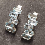 Blue Topaz Earrings - Blue Baguette Earrings - Rose Gold Topaz Earrings