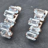 Blue Topaz Earrings - Blue Baguette Earrings - Rose Gold Topaz Earrings