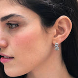 Blue Topaz Earrings - Blue Baguette Earrings - Rose Gold Topaz Earrings