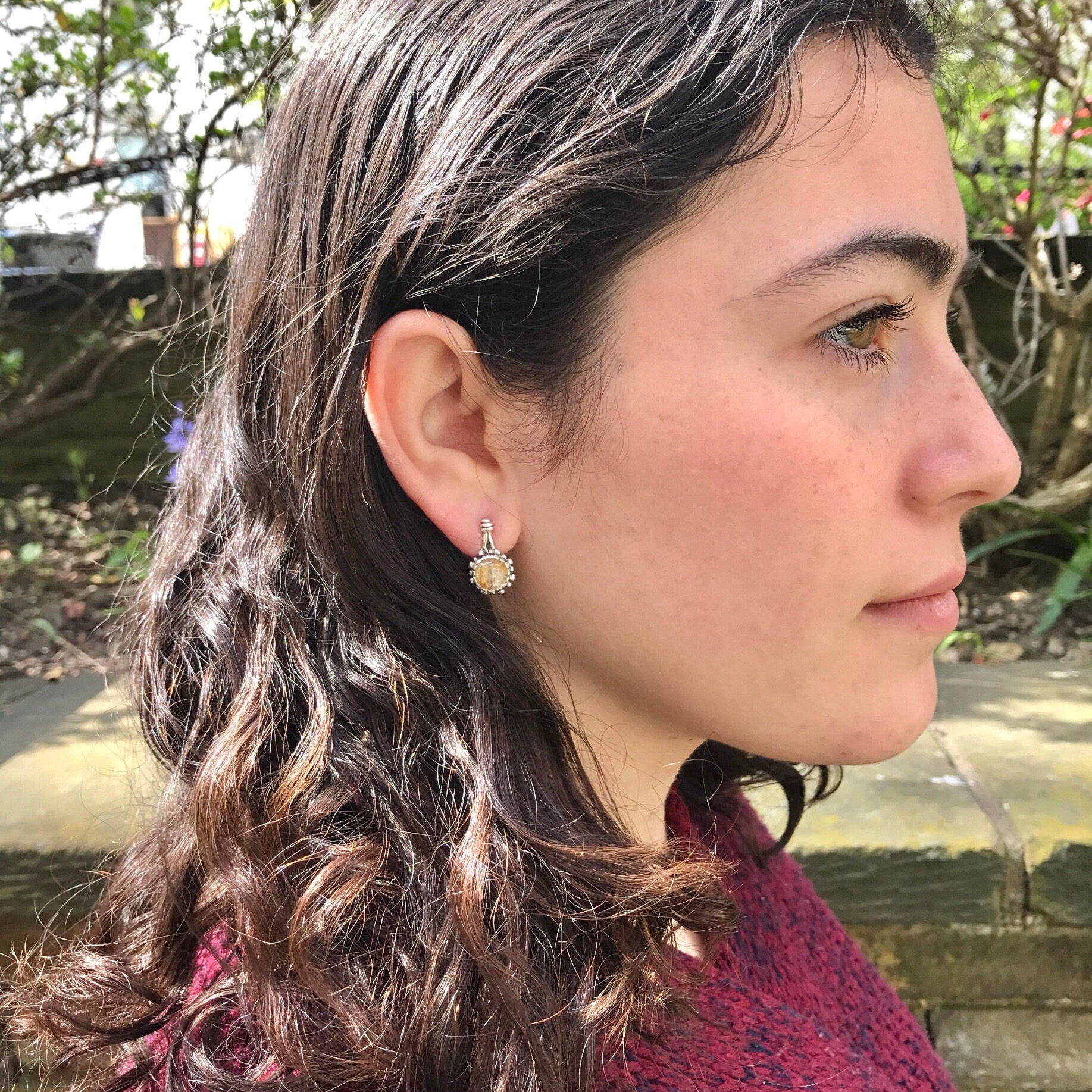 Vintage Earrings, Rutilated Quartz, Leo Birthstone, Natural Gem, Quartz Earrings, Golden Rutilated, Gold Quartz, Golden Quartz, Solid Silver