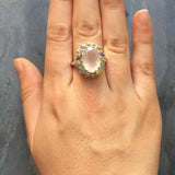 Rose Quartz Ring, Natural Stones Ring, Princess Diana Ring, Pink Ring, Birthstone Ring, January Birthstone, Topaz Ring, Solid Silver, Topaz