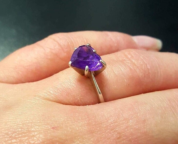 Blue Heart Ring, Natural Blue Topaz, Engagement Ring, December Birthstone, Blue Promise Ring, Heart Ring, Proposal Ring, Solid Silver Ring