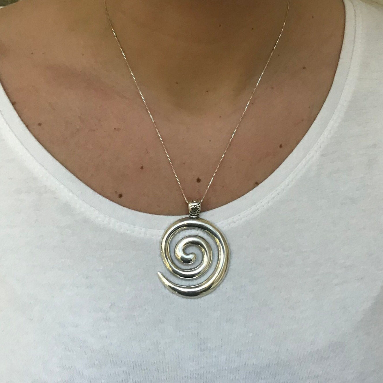 Swirl Pendant, Spiral Pendant, Solid Silver Pendant, Artistic Pendant, Statement Pendant, Round Pendant, Large Pendant, Twirl Pendant