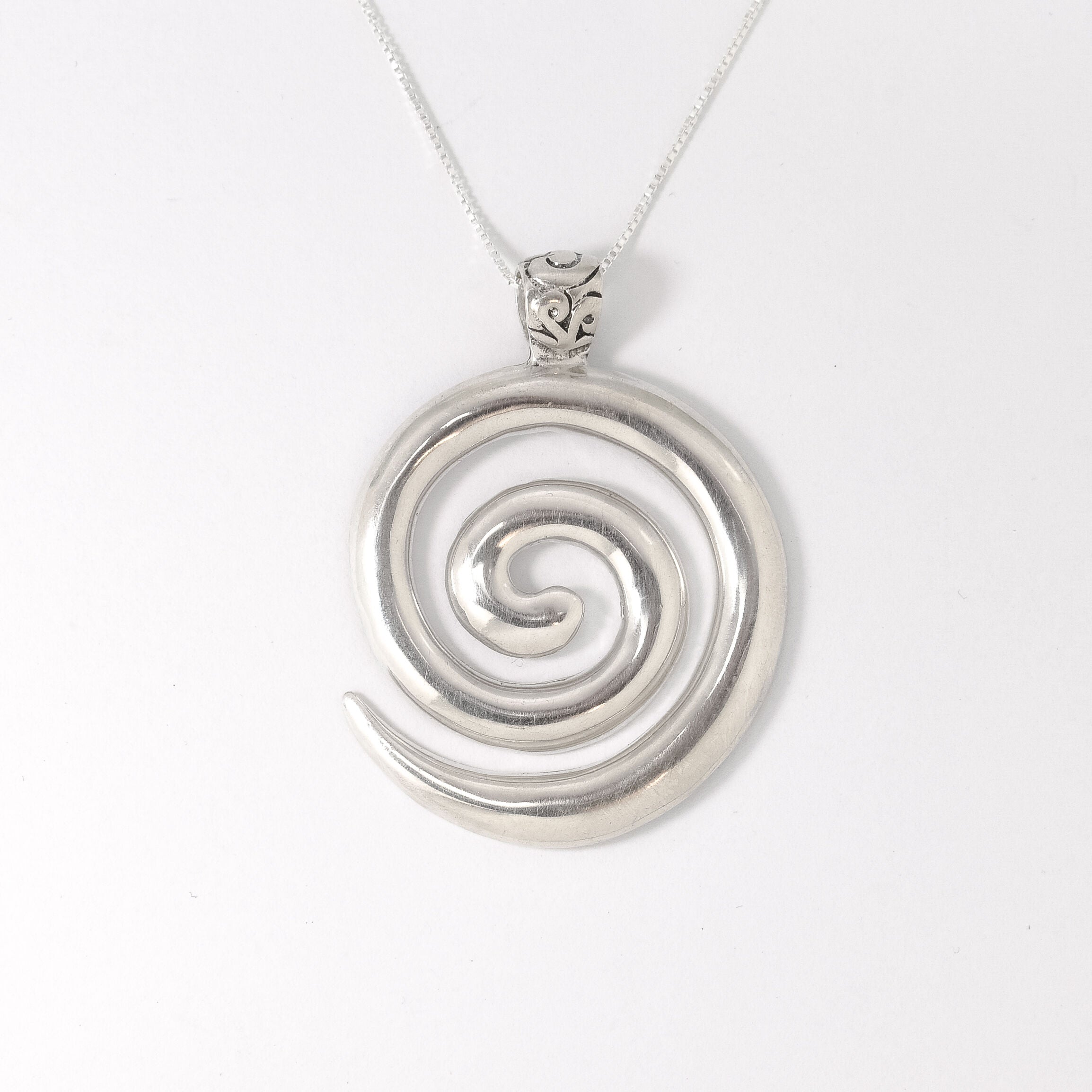 Swirl Pendant, Spiral Pendant, Solid Silver Pendant, Artistic Pendant, Statement Pendant, Round Pendant, Large Pendant, Twirl Pendant