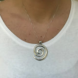 Large Swirl Pendant - Statement Silver Necklace - Vintage Spiral Necklace