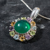 Victorian Emerald Pendant - Real Topaz Pendant - Mothers Birthstone Necklace