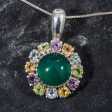 Victorian Emerald Pendant - Real Topaz Pendant - Mothers Birthstone Necklace