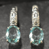 Drop Aquamarine Earrings - Blue Tribal Earrings - Vintage Boho Earrings