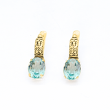 Drop Aquamarine Earrings - Blue Tribal Earrings - Vintage Boho Earrings