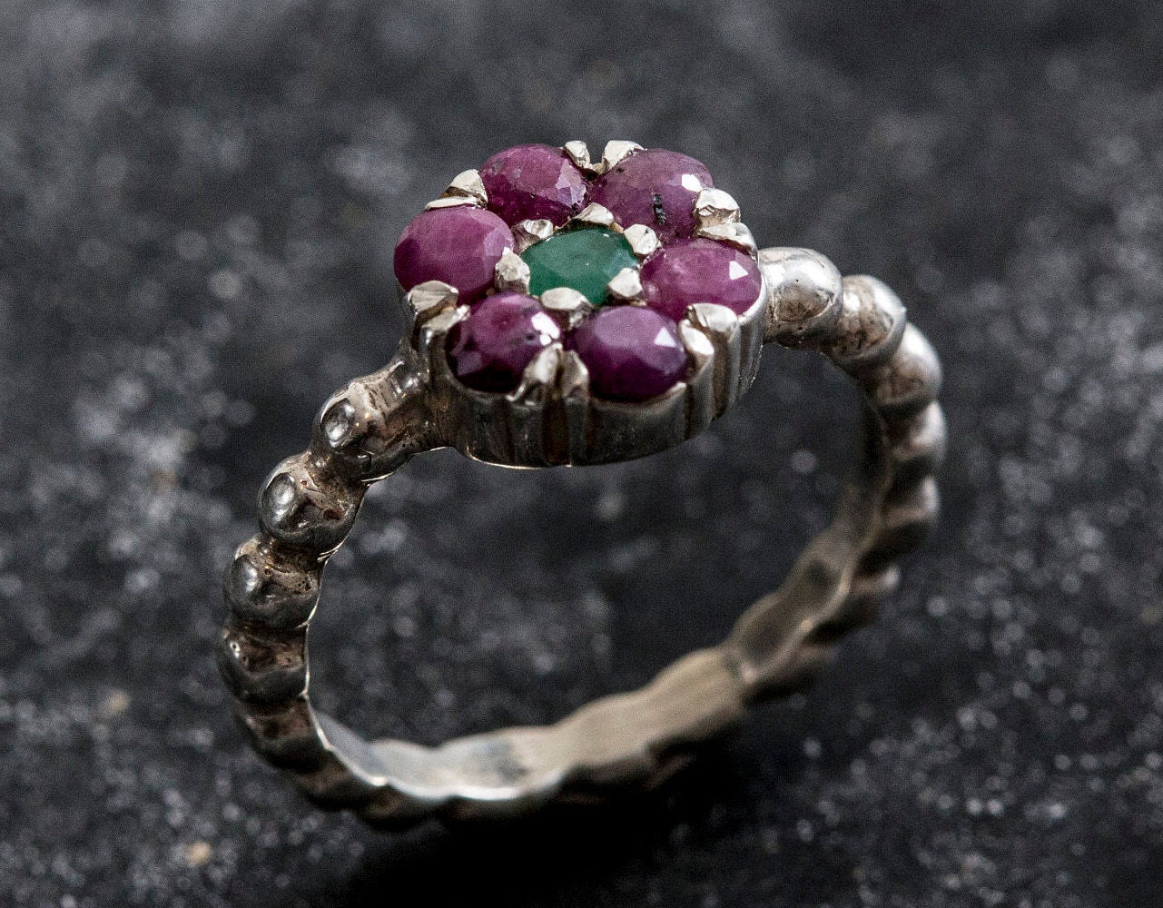 Natural Ruby Ring made in 925 Sterling Silver with Round Natural Red Ruby in Cluster setting, July Birthstone gift idea, symbolizes nobility, purity, and passion, ideal for everyday wear and perfect for birthday gifting and special occasions.