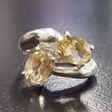 GENUINE Citrine Ring - Yellow Twin Ring - November Birthstone Ring