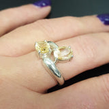 GENUINE Citrine Ring - Yellow Twin Ring - November Birthstone Ring