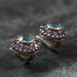 Purple Victorian Earrings - Vintage Flower Earrings - Amethyst Earrings
