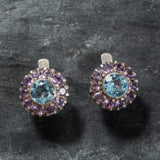 Purple Victorian Earrings - Vintage Flower Earrings - Amethyst Earrings