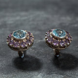 Purple Victorian Earrings - Vintage Flower Earrings - Amethyst Earrings