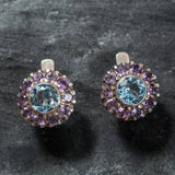 Purple Victorian Earrings - Vintage Flower Earrings - Amethyst Earrings