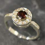 Dainty Garnet Gold Ring - Gold Cluster Ring - Round Garnet Ring