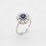 Stylish 925 Sterling Silver Sapphire Ring with a stunning Round Created Blue Sapphire, ideal for everyday elegance and gift giving.