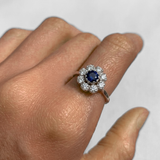 Elegant 925 Sterling Silver Sapphire Ring featuring a vibrant Round Created Blue Sapphire, perfect for birthdays and special occasions.
