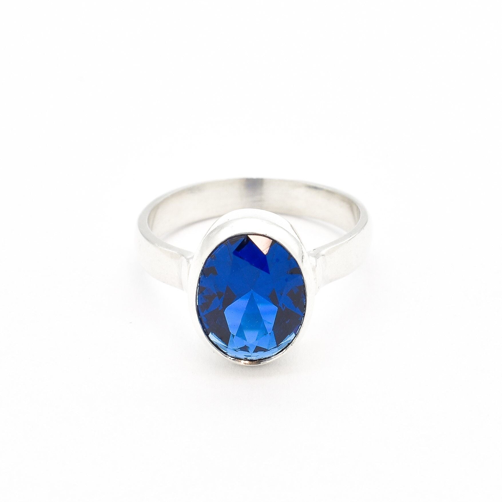 Sapphire Ring, Blue Sapphire Ring, Created Sapphire, Promise Ring, Sapphire Bezel Ring, Blue Diamond Ring, Royal Blue Ring, Solid Silver