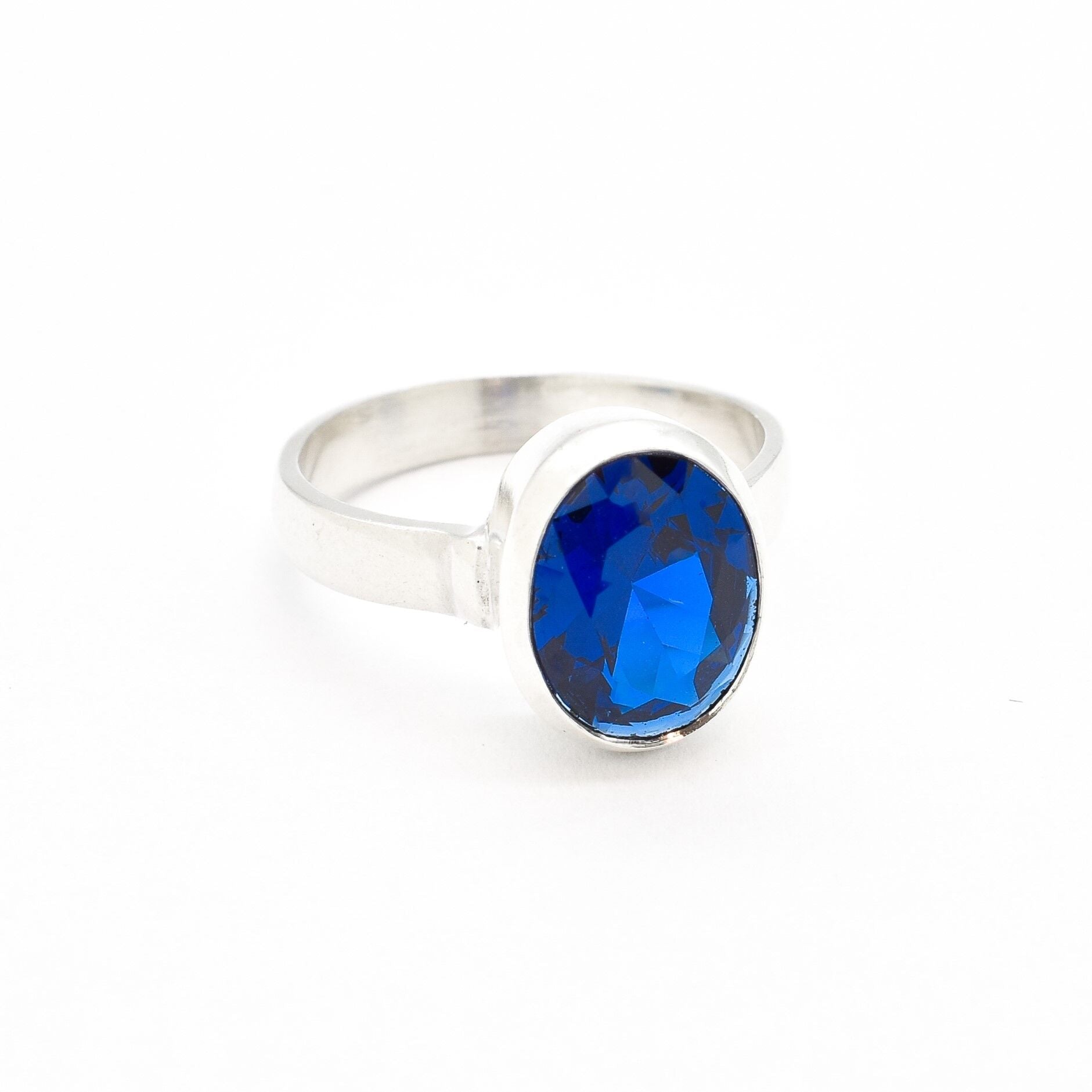 Sapphire Ring, Blue Sapphire Ring, Created Sapphire, Promise Ring, Sapphire Bezel Ring, Blue Diamond Ring, Royal Blue Ring, Solid Silver