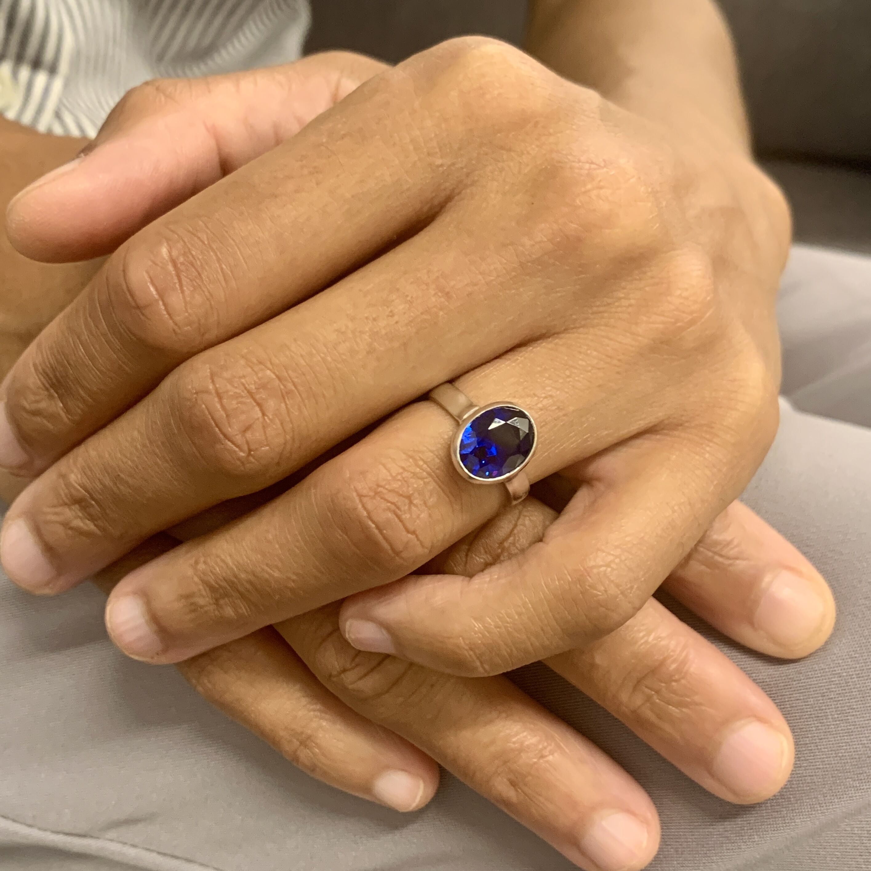 Sapphire Ring, Blue Sapphire Ring, Created Sapphire, Promise Ring, Sapphire Bezel Ring, Blue Diamond Ring, Royal Blue Ring, Solid Silver