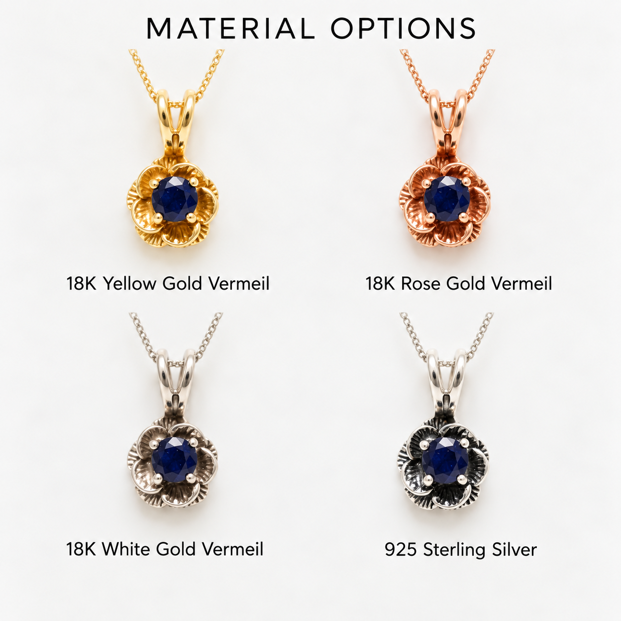 Exquisite 925 Sterling Silver Pendant with Round Blue Sapphire, symbolizing fidelity, perfect for daily wear and special occasions.