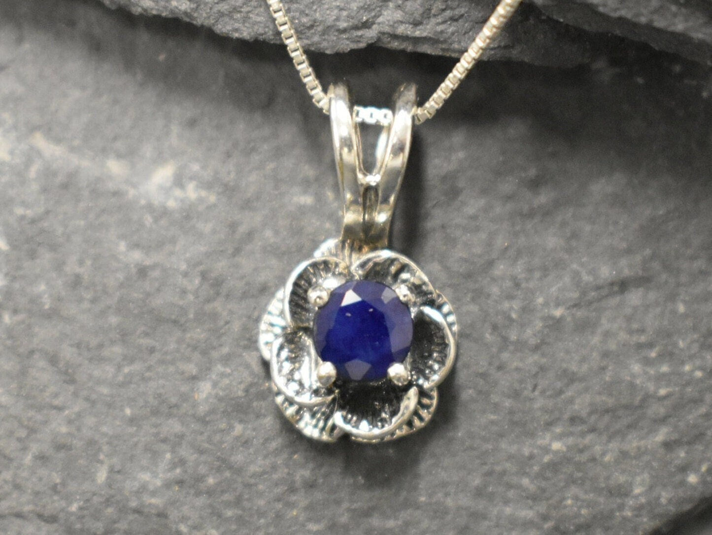 Natural Sapphire Pendant made in 925 Sterling Silver with Round Natural Blue Sapphire in Prong setting, September Birthstone gift idea, symbolizes sincerity, truth, and faithfulness, ideal for everyday wear and perfect for birthday gifting and special occasions.