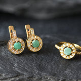 Gold Emerald Earrings - Natural Emerald Earrings, Dainty Emerald Studs