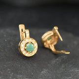 Gold Emerald Earrings - Natural Emerald Earrings, Dainty Emerald Studs