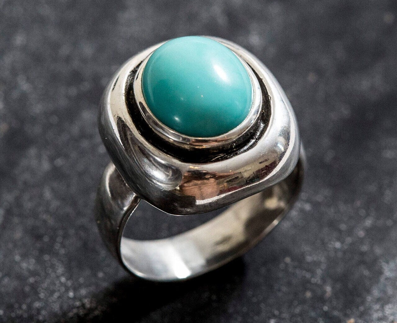 Big Turquoise Ring, Natural Turquoise, December Birthstone, Sleeping Beauty Gem, Vintage Rings, Blue Turquoise, Solid Silver Ring, Turquoise